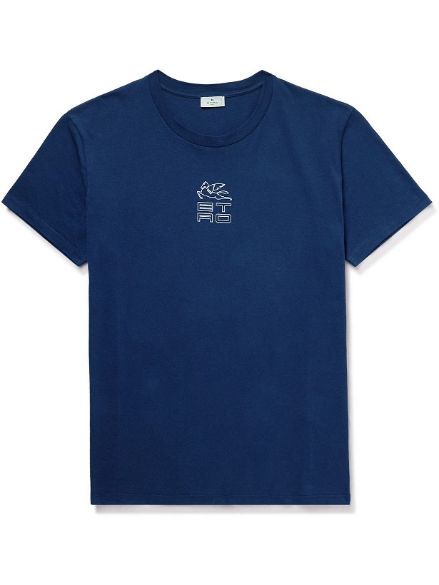 Photo: Etro - Logo-Print Cotton-Jersey T-Shirt - Blue