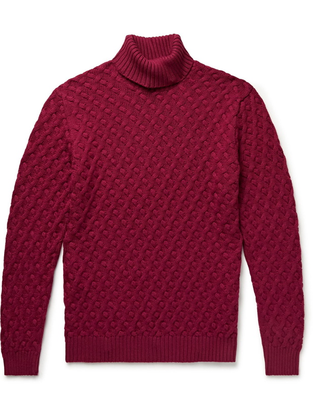 Photo: ETRO - Textured-Knit Wool Rollneck Sweater - Burgundy