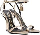 TOM FORD Gold Laminated Padlock Pointy Naked Heeled Sandals