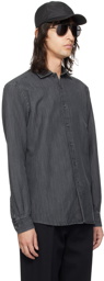ZEGNA Black Buttoned Denim Shirt
