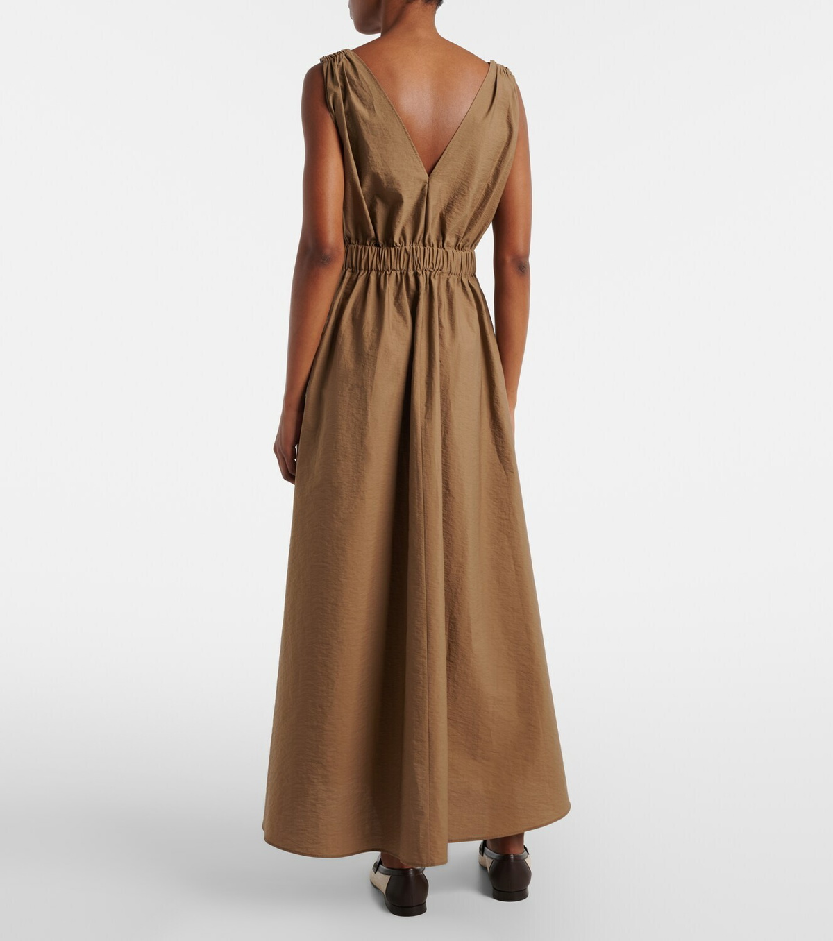 Brunello Cucinelli Belted cotton-blend midi dress