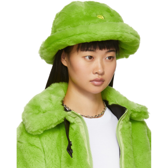 Kirin Green Faux-Fur Smile Bucket Hat Kirin