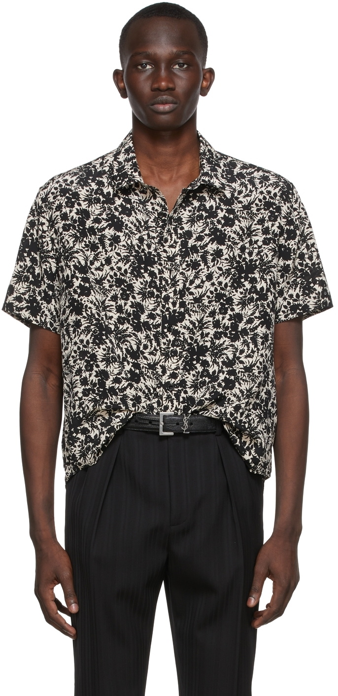 Saint Laurent Black & Grey Floral Shirt Saint Laurent