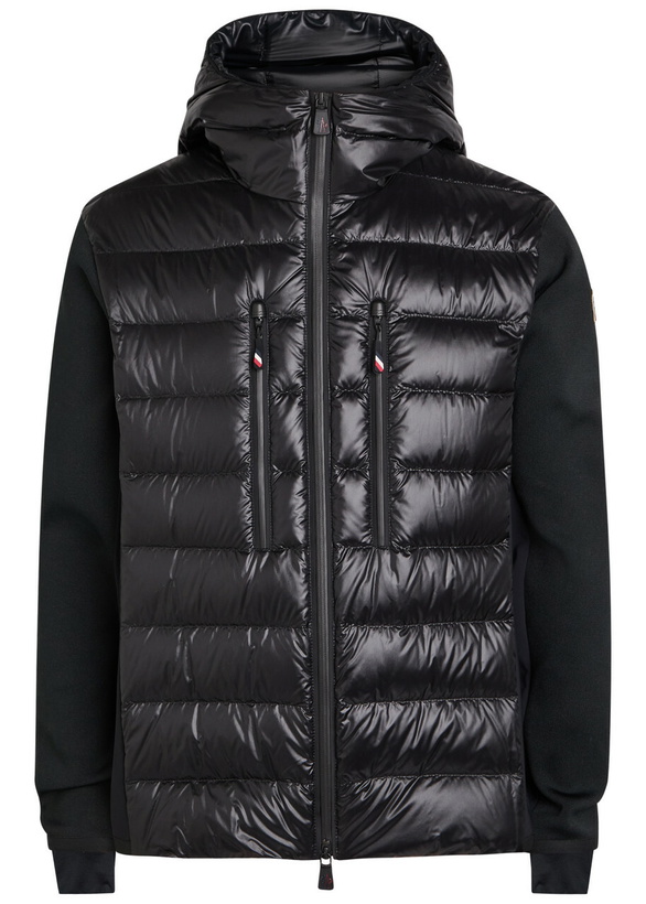 Photo: Moncler Grenoble Padded Hooded Close-knit and Nylon Jacket Black