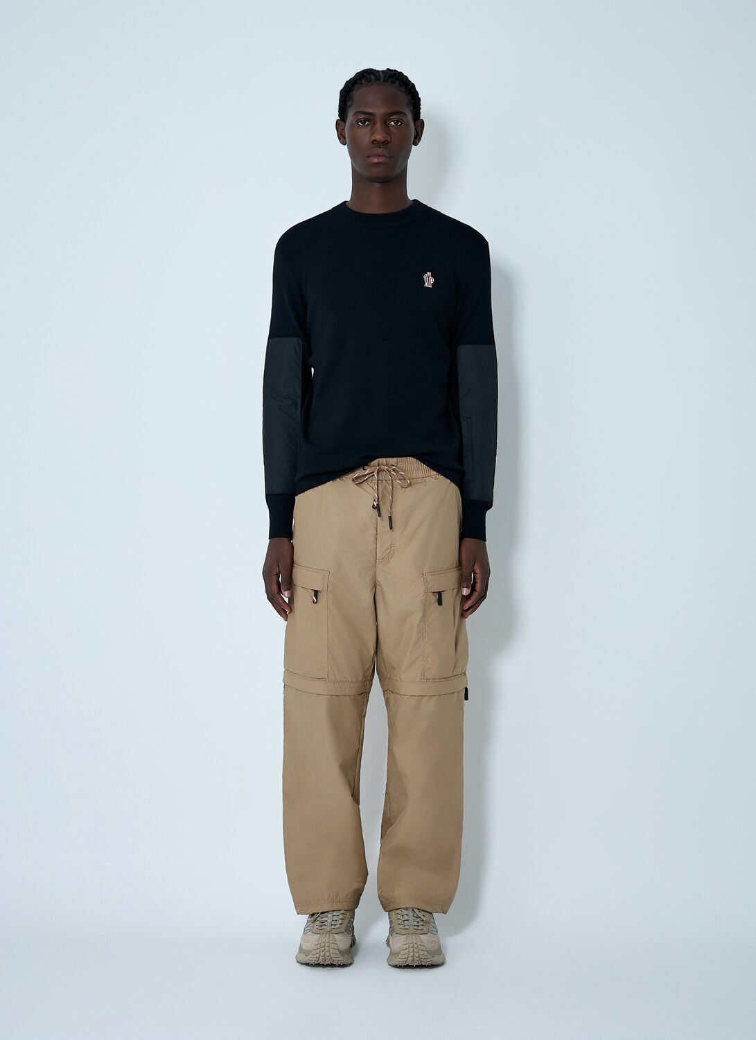 Moncler Grenoble Crewneck Sweater with Nylon Sleeve Patches