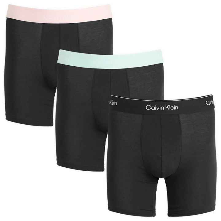 Photo: Calvin Klein Men's Icon Boxer Brief - 3 Pack in Black/Mint/Pink