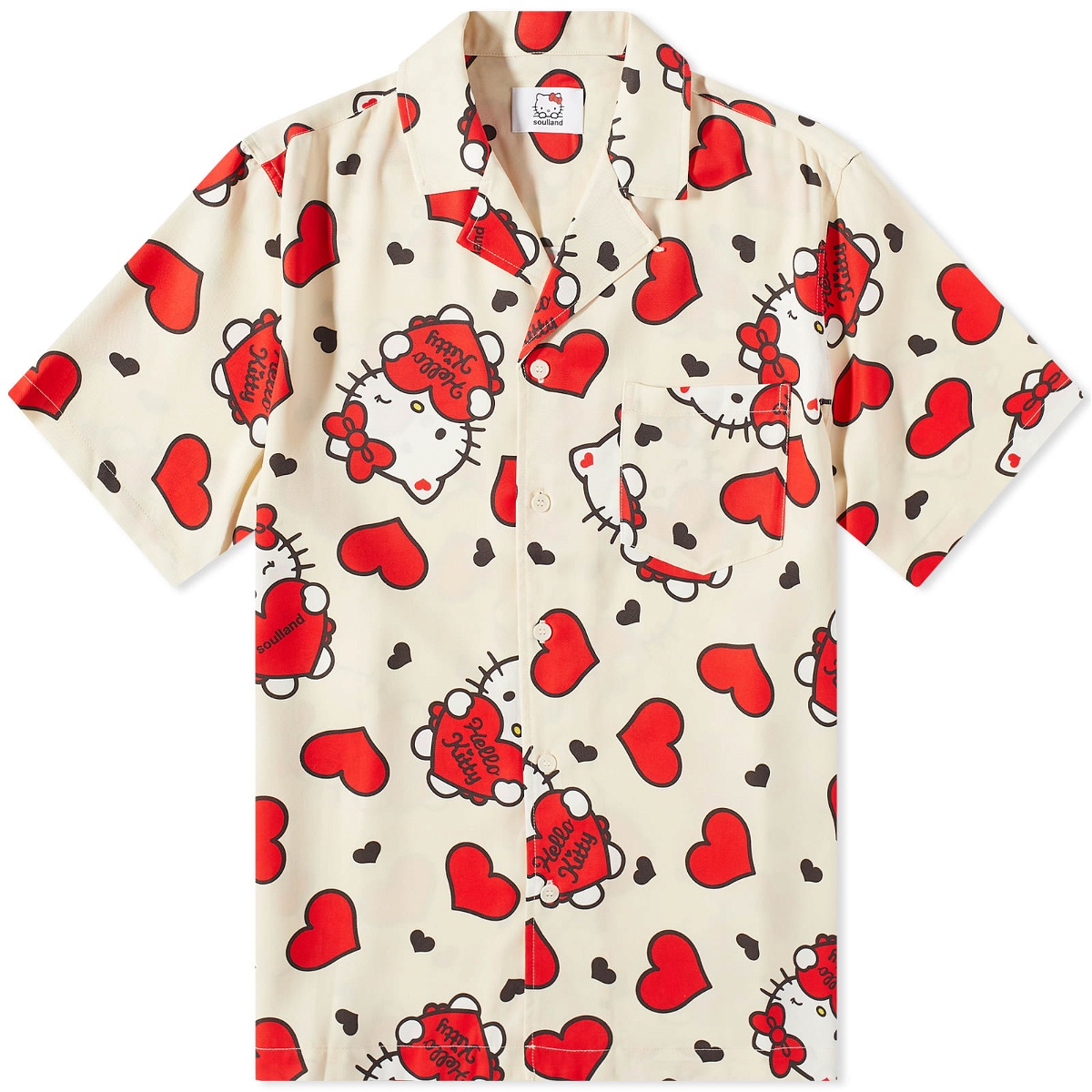Photo: Soulland x Hello Kitty Orson Heart Vacation Shirt - END. Exc in Off-White Aop