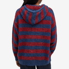 Damson Madder Women's Riley Knit Hoodie in Red Navy Stripe