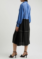 Lovebirds Marlin Silk Crepe de Chine Midi Shirt Dress Black