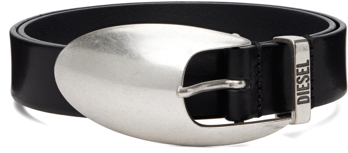 Diesel Black Sculptural Buckle Belt