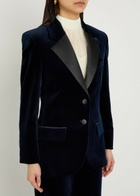 Victoria Beckham Satin-trim Velvet Blazer Navy
