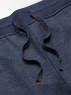 LORO PIANA - Tapered Stretch Linen-Blend Sweatpants - Blue