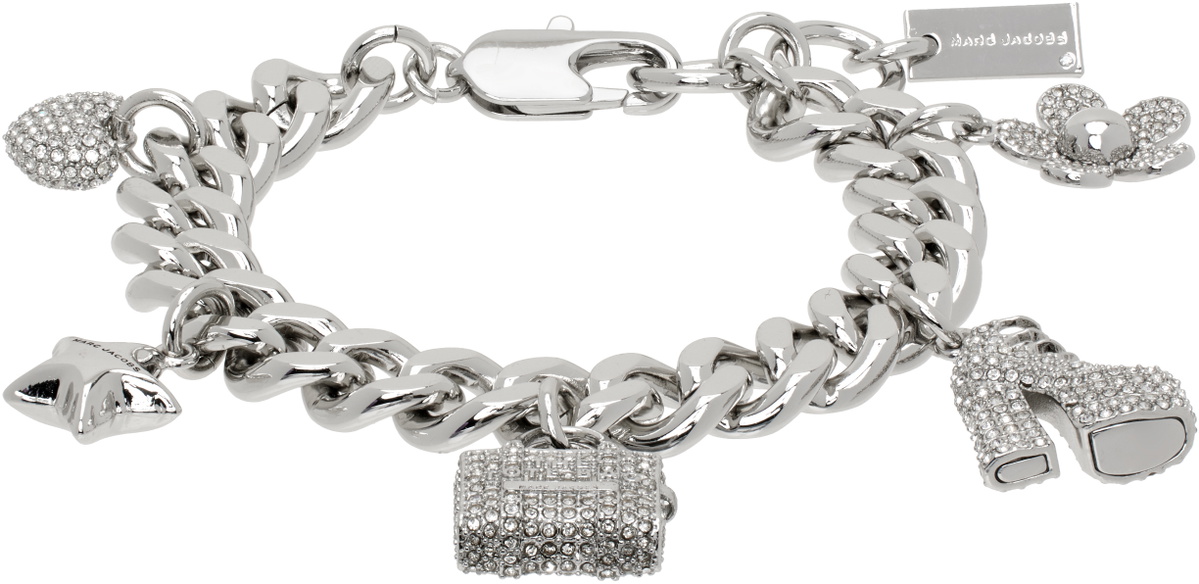 Marc Jacobs Silver 'The Pave Mini Icon Charm' Bracelet
