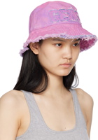 GCDS Pink Distressed Bucket Hat