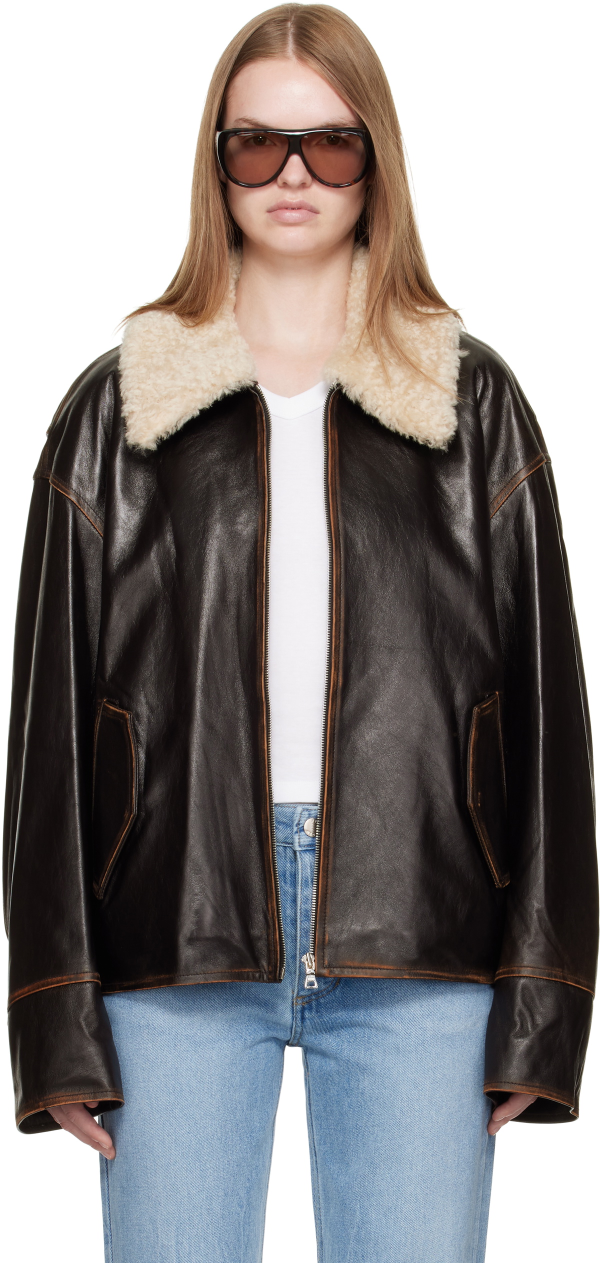 R2W Brown Allison Leather Jacket