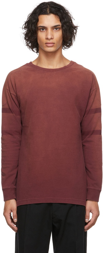 Photo: Maison Margiela Burgundy Fading Classic Long Sleeve T-Shirt