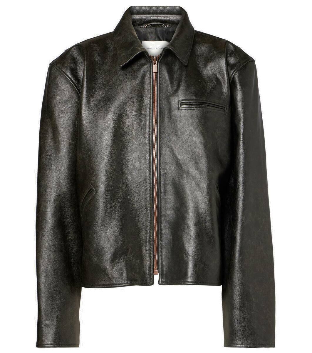【関税&送料込】Magda Burtym Jackets Black Oversized leather bomber jacket in black