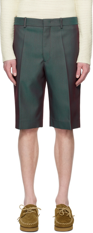 Photo: Jil Sander Green & Burgundy Virgin Wool Shorts