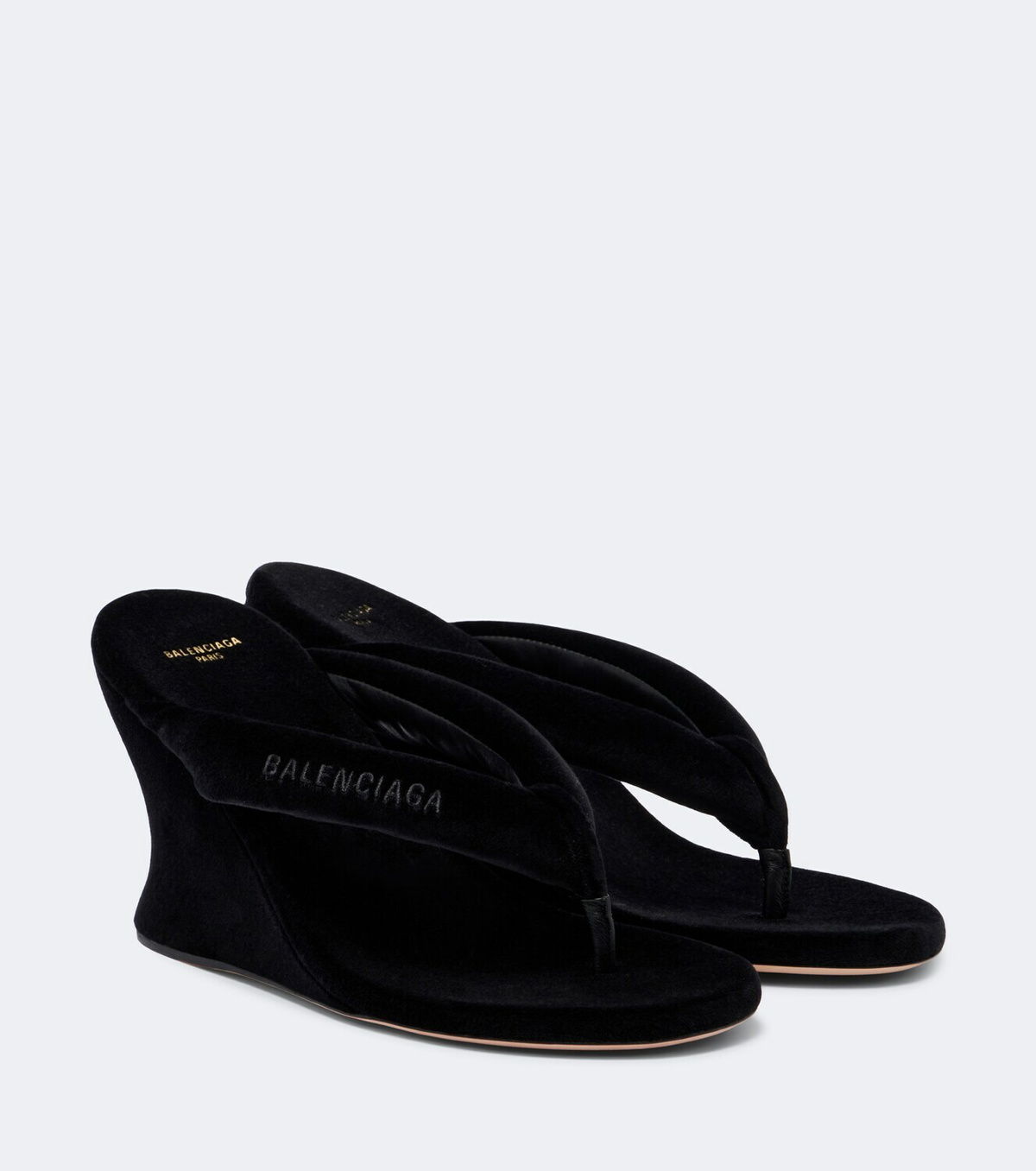 Balenciaga Gaeta velvet wedge thong sandals