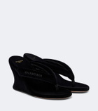 Balenciaga Gaeta velvet wedge thong sandals