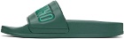 Moschino Green Rubber Logo Pool Slides