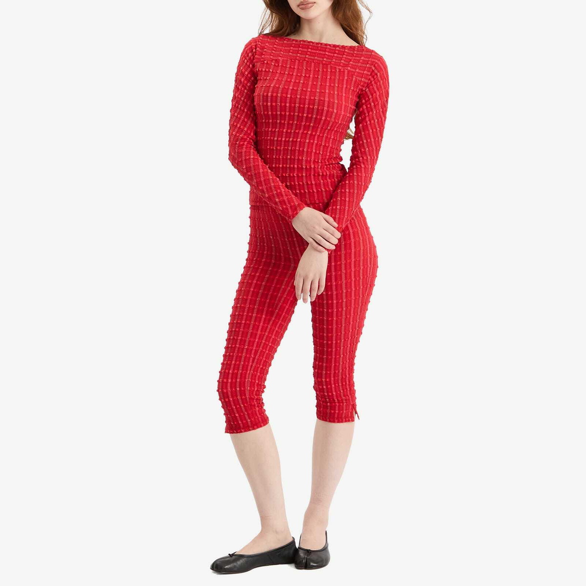 Peachy Den Women's Cindy Long Sleeve Top in Lipstick