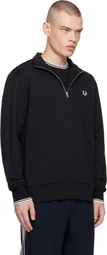 Fred Perry Black Half Zip Sweatshirt