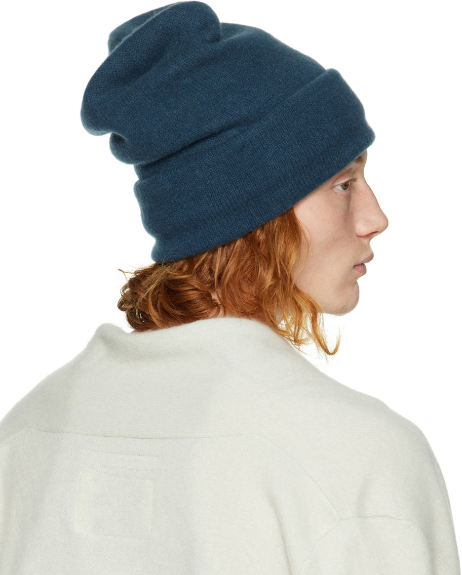 Merino & Cashmere Beanie in BlueBlack
