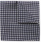 Anderson & Sheppard - Houndstooth Wool and Silk-Blend Pocket Square - Blue