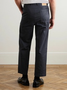 Barena - Tapered Cropped Pleated Stretch-Cotton Twill Trousers - Blue