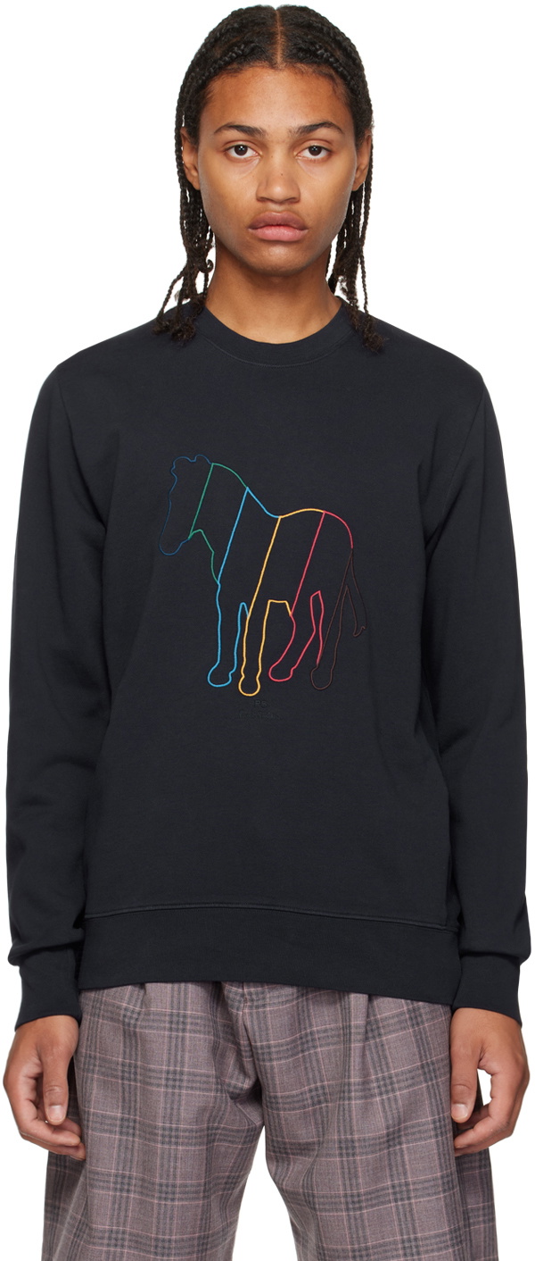 PS by Paul Smith Navy Broad Stripe Zebra Sweatshirt PS by Paul Smith