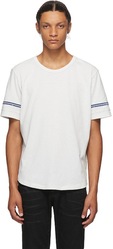 Photo: Saint Laurent Off-White & Blue Destroyed T-Shirt
