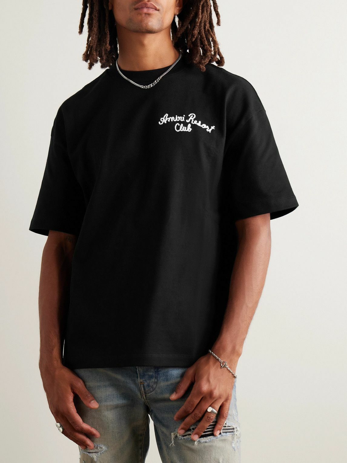 AMIRI - Spirit Oversized Logo-Embroidered Cotton-Jersey T
