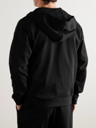 Zegna - Logo-Flocked Cotton-Blend Jersey Zip-Up Hoodie - Black