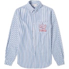 Thames Striped Poplin Logo Pocket Shirt