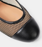 Aquazzura Solstice mesh and leather Mary Jane flats