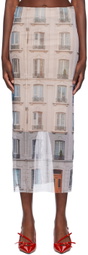 ABRA Beige Tube Windows Midi Skirt