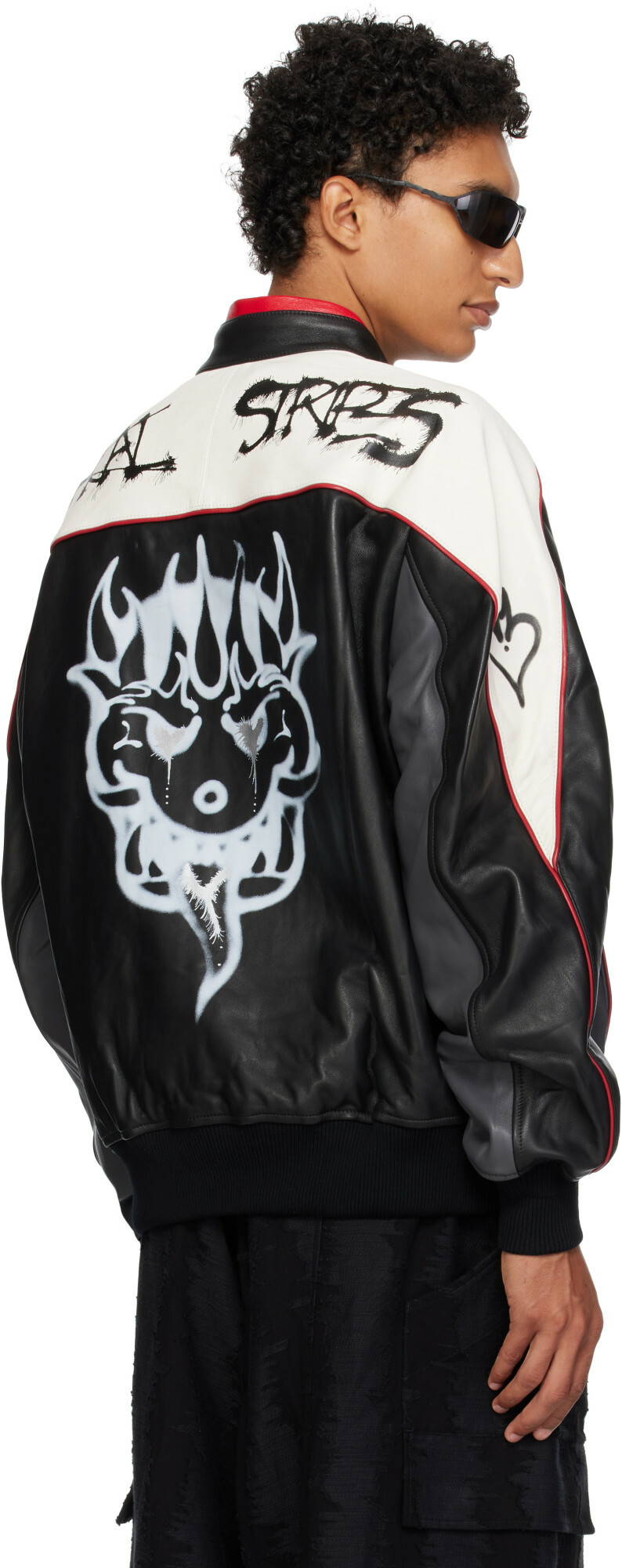 Y-3 Black Chito Edition Graphic Leather Biker Jacket