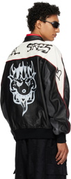 Y-3 Black Chito Edition Graphic Leather Biker Jacket