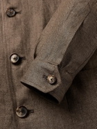 De Petrillo - Slim-Fit Camp-Collar Linen Overshirt - Brown