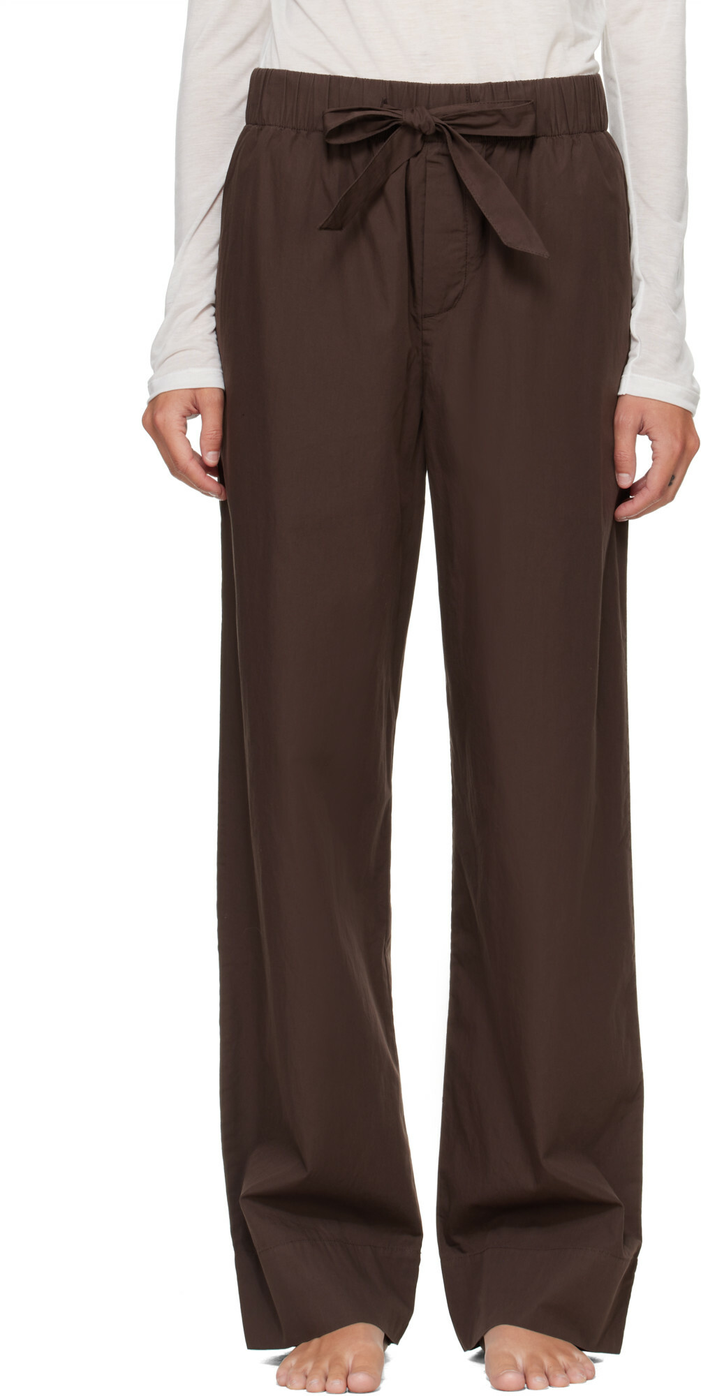 Tekla Brown Poplin Pyjama Pants