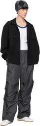 International Gallery BEAMS Black Double-Faced Open-Collar Shirt