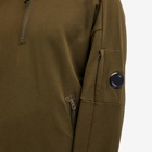 C.P. Company Men's Diagonal Raised Fleece Zipped Sweatshirt in Ivy Green