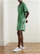 Paul Smith - Straight-Leg Webbing-Trimmed Cotton-Blend Terry Drawstring Shorts - Green