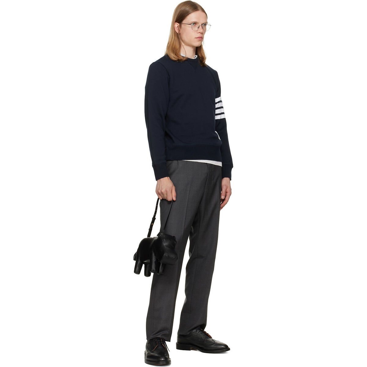 Thom Browne Navy Classic Loopback 4-Bar Sweatshirt