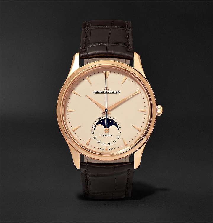 Photo: Jaeger-LeCoultre - Master Ultra Thin Moon Automatic 39mm 18-Karat Rose Gold and Alligator Watch - Brown