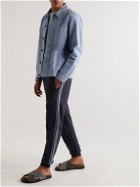 Mr P. - Slim-Fit Tapered Striped Organic Cotton-Jersey Sweatpants - Blue