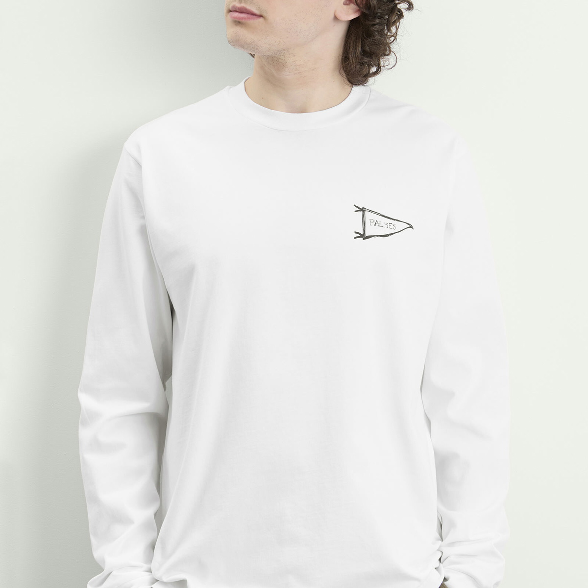 Palmes Men's Pennant Longsleeve T-Shirt in White