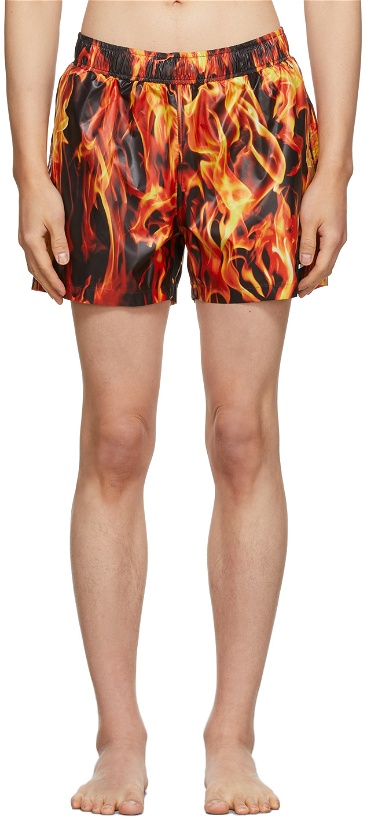 Photo: VETEMENTS Red & Black 'Limited Edition' Fire Swim Shorts