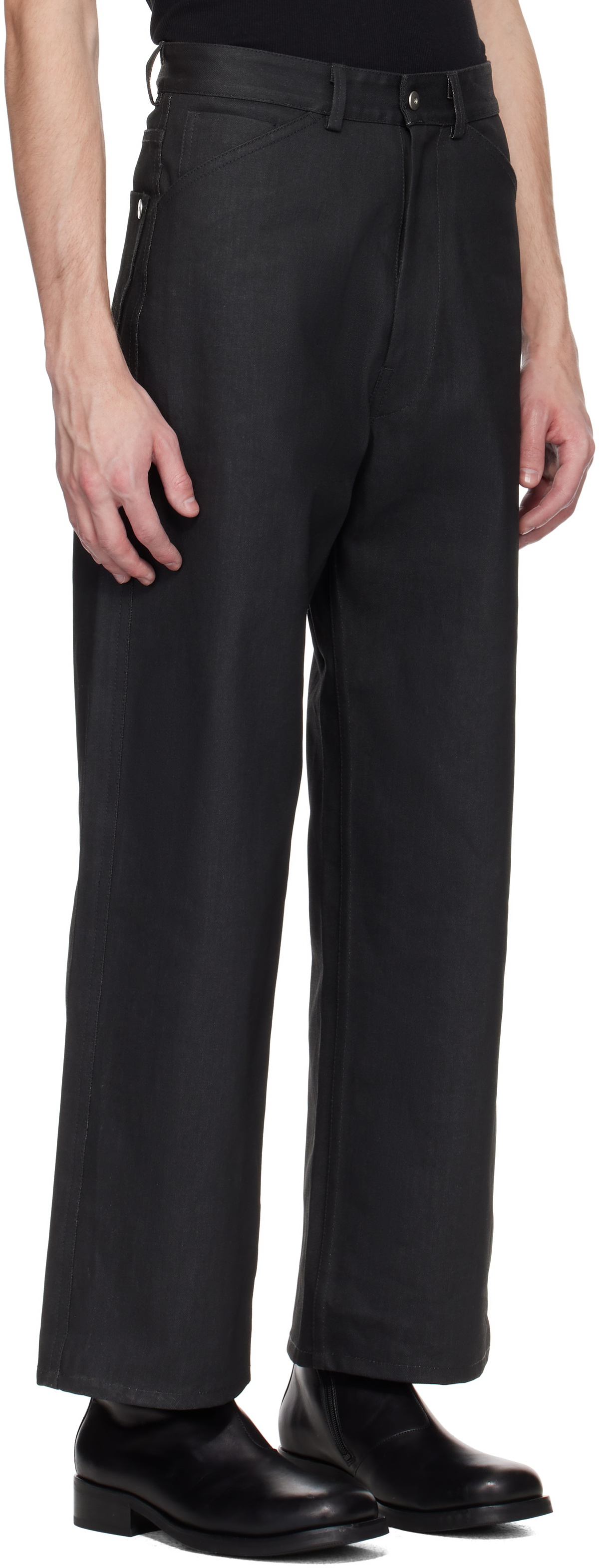 Omar Afridi Black Coated Jeans